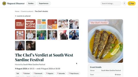 A South West Sardine Festival event page on Mapzest Discover