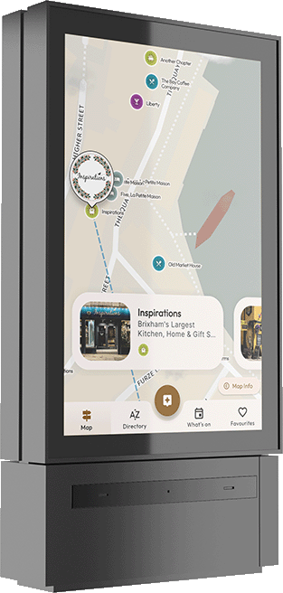 Mapzest map displayed on an outdoor digital kiosk