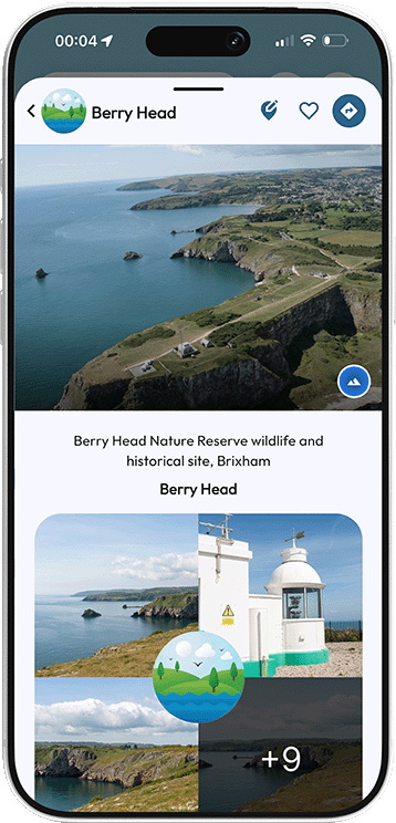 Berry Head Nature Reserve listing in the Mapzest app