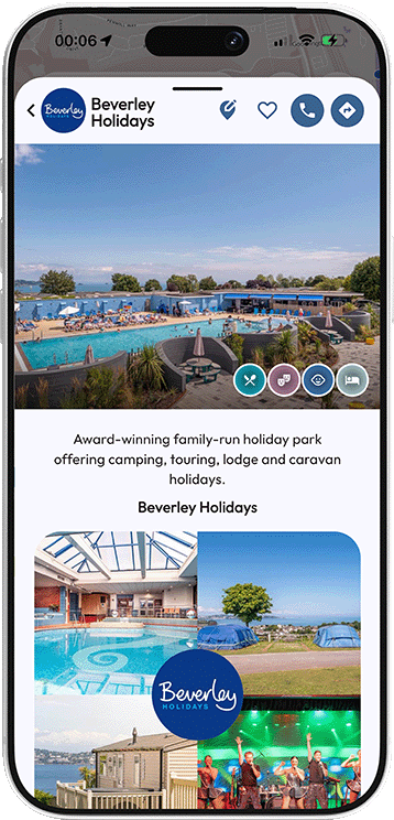 Beverley Holidays holiday park listing in the Mapzest app