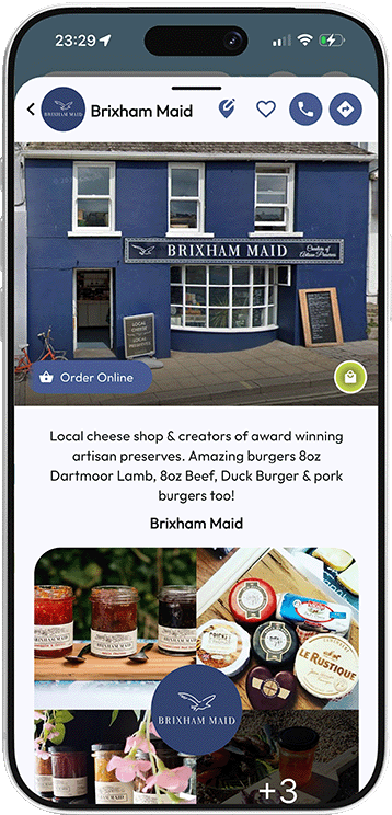 Brixham Maid shop listing in the Mapzest app
