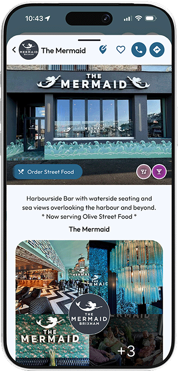 The Mermaid bar listing in the Mapzest app