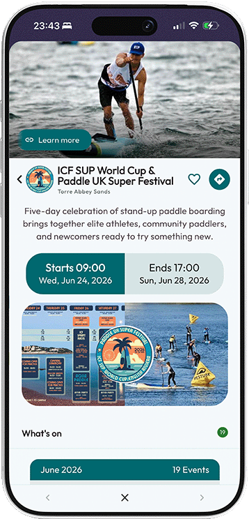 SUP festival event listing in the Mapzest app