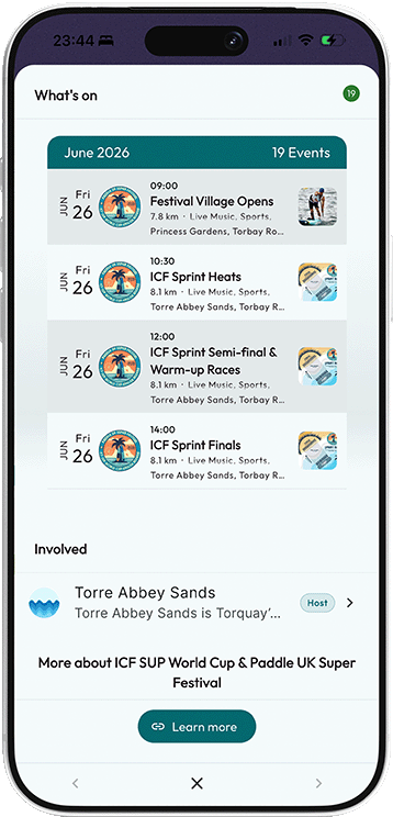 SUP festival events schedule in the Mapzest app