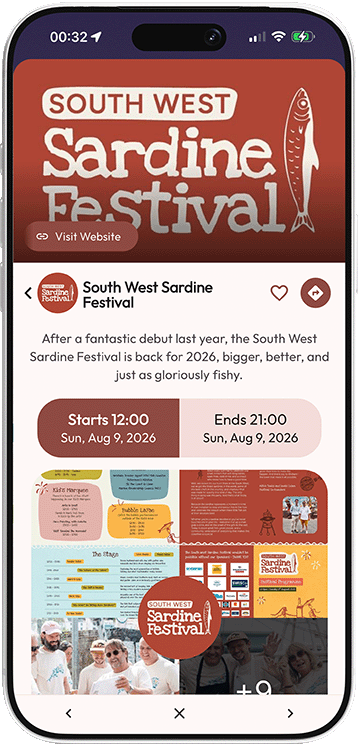 South West Sardine Festival listing in the Mapzest app