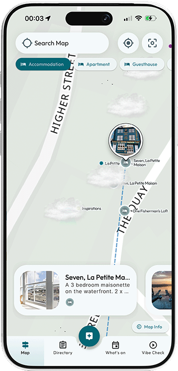 Accommodation filtered on the Mapzest map