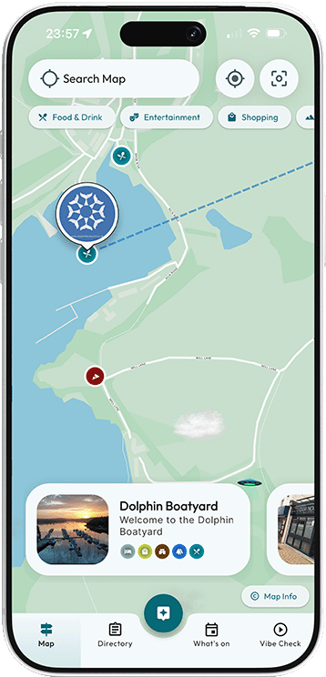 Dolphin Boatyard marina shown on the Mapzest map