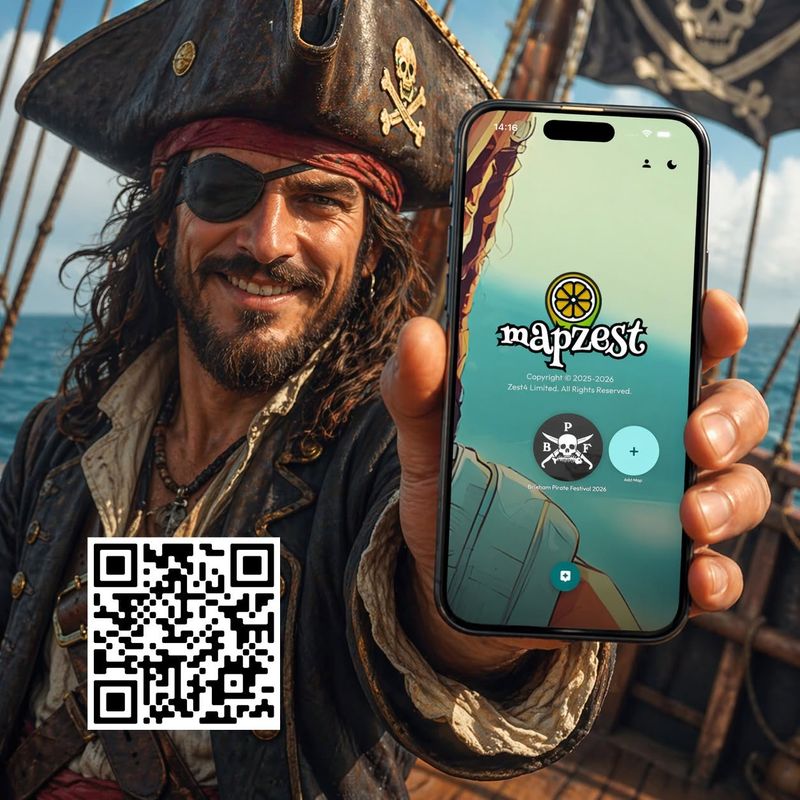The Mapzest App used by the Brixham Pirate Festival 2026