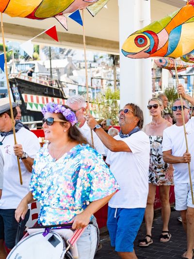 Mitch Tonks and the sardine parade opens the event - South West Sardine Festival