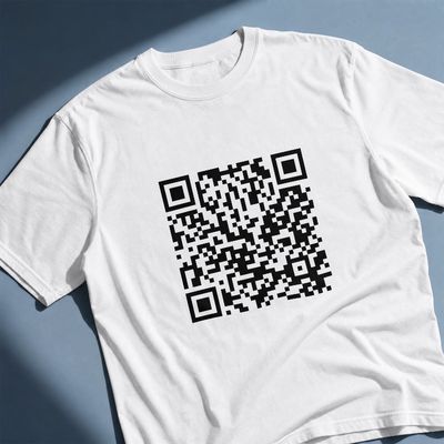 A branded Mapzest Connect QR code printed on a t-shirt