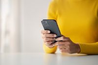 Woman using phone support