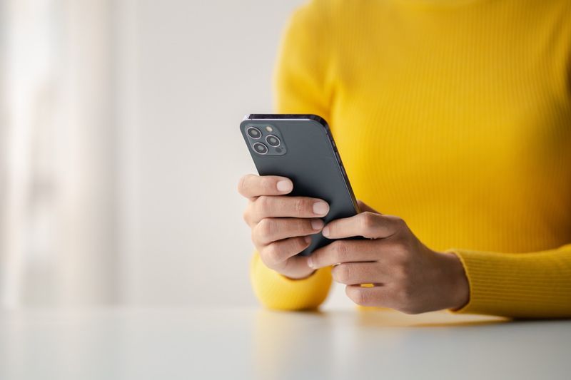 Woman using phone support